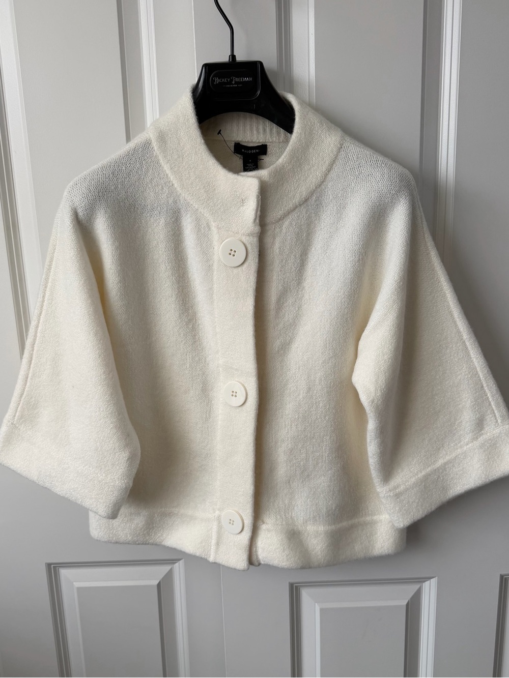 Halogen Ivory Knit Short Sleeve Jacket Cardigan Size S NWT
